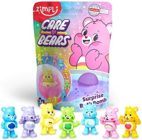 Zimpli Kids Grandes Care Bears Bombe de Bain Surprise, 7 Jouets Care Bear à Collectionner au Total, Un par Bombe de Bain, Jouet de Bain à Collectionner pour Les Enfants, pour remplir Les Bas de Noël