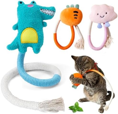 winbarry Jouet Chat, Jouet de Dentition Chaton, Jouet Herbe a Chat, Jouet a Macher Chat, Jouets de Soins Dentaires pour Chats, pour Interagir Et Nettoyer Les Dents