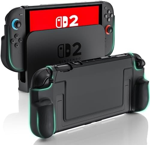 BHGift Coque pour Nintendo Switch 2 - Coque Rigide Compatible avec le Dock, Housse Anti-Rayures | Anti-Choc pour Switch 2025 (Noir)