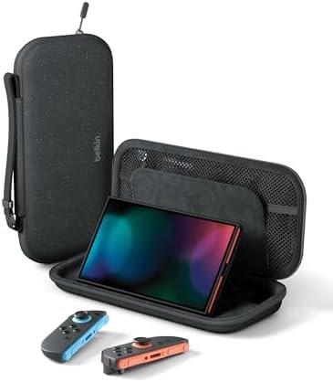 Belkin Gaming Pochette de Transport pour Nintendo Switch 2 (Compartiments pour AirTag et Cartes de Jeux, étui léger et Portable avec Coque de Protection et revêtement intérieur Doux au Toucher, Gris)