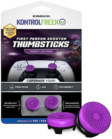 KontrolFreek FPS Freek Frenzy Gamepad for PlayStation 5, PS5 and PlayStation 4, PS4 Controller, 1 High Size, 1 Medium Size, Purple/Black