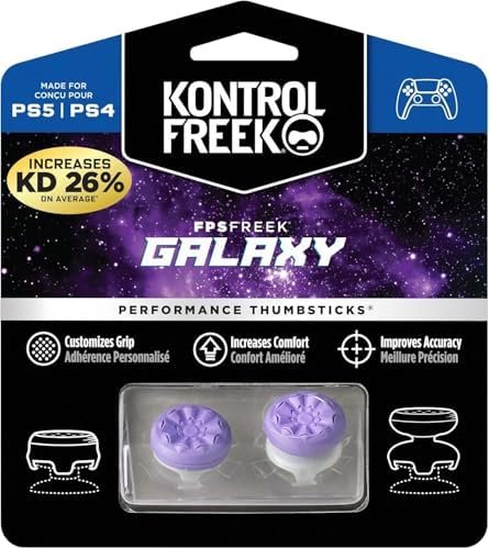 KontrolFreek FPS Freek Galaxy Purple for PlayStation 4 (PS4) and PlayStation 5 (PS5) - Performance Drumsticks - 1 High Size, 1 Mid Rise - Purple