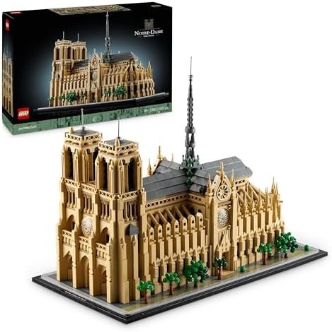 LEGO Architecture Notre-Dame de Paris - Buildable Model of Architectural Exhibition - Set for Adults - Cathedral - for History, Travel and Art Enthusiasts 21061