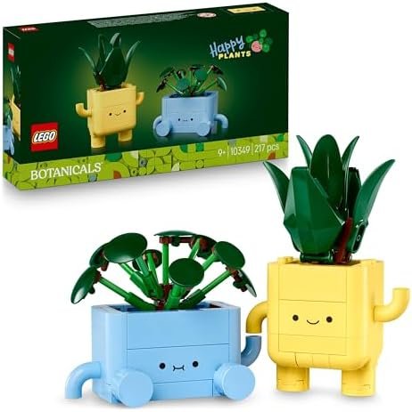 LEGO Botanicals 10349 Small Smiling Plants - Toys & Crafts - 2 Artificial Plants, 2 Colourful Flower Pots & Interchangeable Faces - Nature Gift for Girls from 9 Years and Above