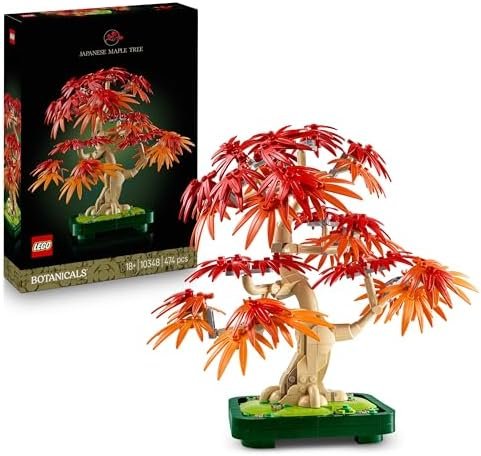 LEGO Botanicals Japanese Red Maple Bonsai - Adult Building Kit - Artificial Plant with Red Leaves and Oranges - Buildable Pot - Gift Idea - Home Decor DIY 10348
