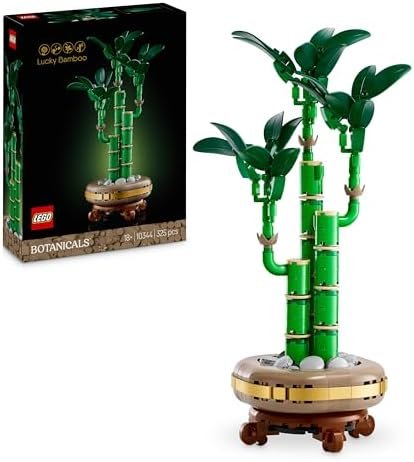 LEGO Botanicals Lucky Bamboo - Artificial Plant for Home Decor - Adult Building Set with Pot and Wood Effect Base - Gift Idea for Women and Men 10344