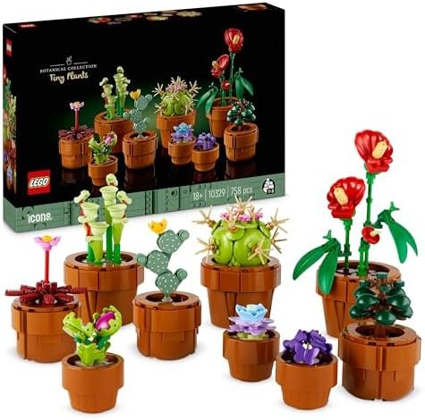 LEGO Botanicals Miniature Plants - 9 Artificial Plants Including Cactus to Build for Adults - Home Decoration Accessories - Birthday Gift Idea for Women or Men 10329