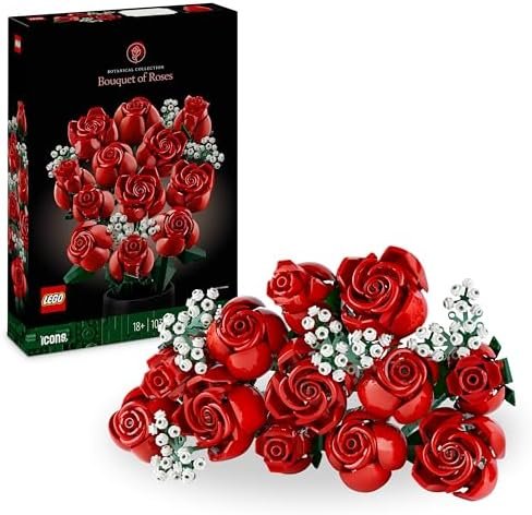 LEGO Botanicals The Bouquet of Roses - Artificial Flowers - Adult Building Set - Gift for Woman or Man Plant Enthusiast - Christmas Decoration Accessories 10328