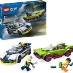 LEGO City La Course-Poursuite entre la Voiture de Police et la Super Voiture, Jouet Imaginatif et de Rôles, Minifigurines d'Agent et Voleuse, Cadeau pour Garçons et Filles Dès 6 Ans 60415