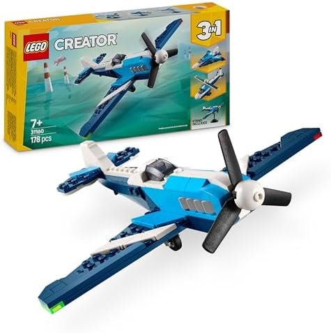 LEGO Creator 3-in-1 Aircraft: The Racing Aircraft - Transforms into a Jet or Helicopter - Construction Game for Boys and Girls Vehicle Lovers - Gift Idea from 7 Years 31160