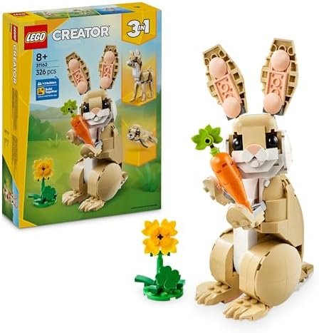 LEGO Creator 3-in-1 The Adorable Rabbit Construction Toy, Animal Figurine Transforming into Llama or Seal, Original Birthday Gift for Girl or Boy from 8 Years Old 31162