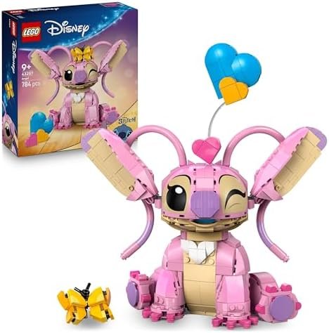 LEGO Disney Angel - Lilo & Stitch Construction Toy from 9 Years - Brick Figurine with 3 Heart Balloons & Butterfly - Home Decoration - Gift for Girl, Boy or Adult 43257