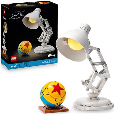 LEGO Ideas Disney Pixar Luxo Jr. - Set for Adults - Building Lamp - Collector Model with Hidden References in Film - Home Office Decoration - Gift Idea for Women or Men 21357