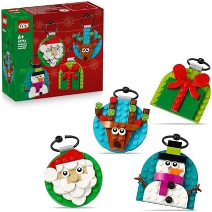 LEGO Selection of Christmas Decorations - Building Game - 4 Hanging Decorations Including Santa Claus, Snowman & Reindeer - Family Activity - Gift Girl or Boy from 6 Years Old 40744