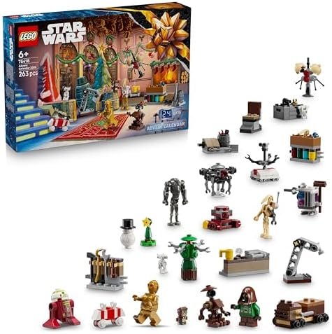 LEGO Star Wars Advent Calendar 2025 – Game for Boys or Girls from 6 Years – Countdown to Christmas with 24 Surprises Including 2 Minifigures & 5 Droid Figurines – Gift Idea 75418