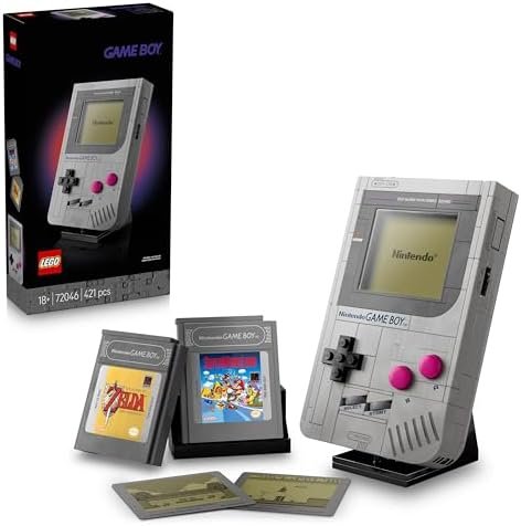 LEGO Super Mario Game Boy 72046 Adult Building Set - Nintendo Model to Display with 2 Cartridges Including Zelda - Stand Included - Retro Gift Idea for Video Game Fans