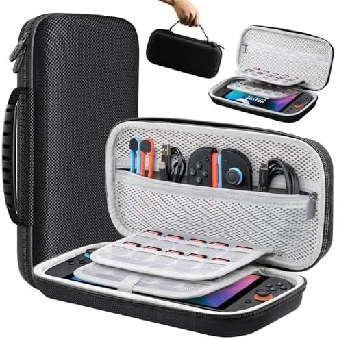 Lmcpa Pochette Housse pour 2025 Console Nintendo Switch 2 , Sac de Voyage avec 20 Cartouches de Jeu, Etui Rigide de Protection Portable pour Console Nintendo Switch 2 2025 Accessoires, Noir