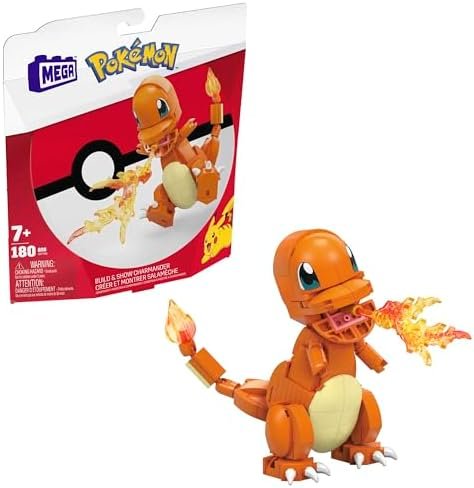 Mega Pokémon Action Figure Charmander 14 cm, Building Brick Set for Kids and Adults, Collectible Pokemon Model with 180 Pieces, Toy for 7+ Years, GKY96