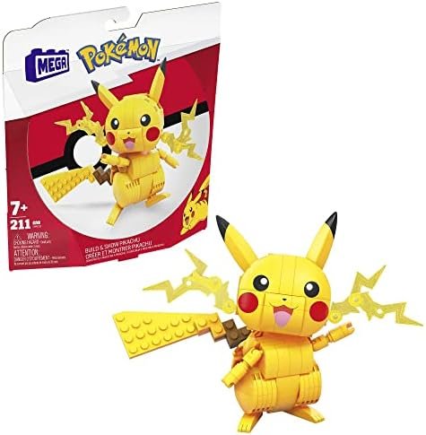 Mega Pokémon Action Pikachu Figure, 12 cm, Building Brick Set for Children and Adults, Collectible Pokemon Model with 211 Pieces, Toy for 7 Years Old and Above, GMD31