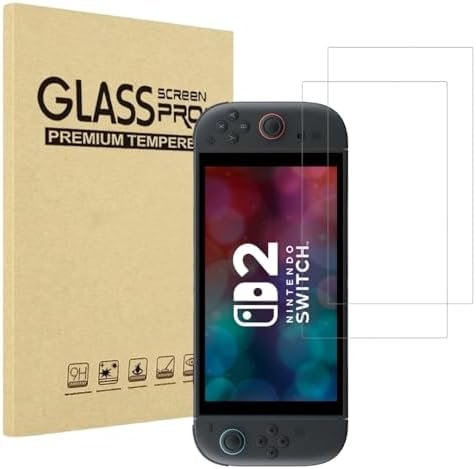 PHONILLICO Pack of 2 Tempered Glass Screen Protectors for Nintendo Switch 2 (2025)