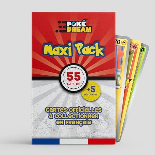 Pack of 60 Official Cards - New in French, Random and No Duplicates - Including 5 Shiny (Holo or Reverse) - Without Energy Card - Personalised Box