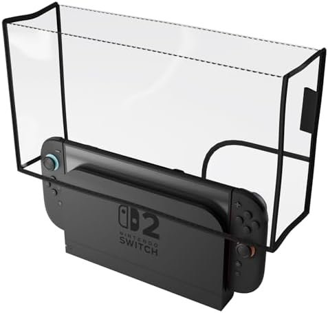 PlayVital Anti-dust Cover for Nintendo Switch 2 Console Protective Cover Accessories, Anti-Scratch Waterproof Cover for Nintendo Switch 2 Charger Dock-Transparent