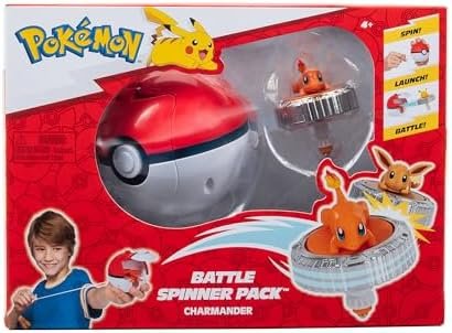 Pokémon Battle Spinning Top Pack Charmander Battle Spinning Top with Poké Ball Spinner Launcher