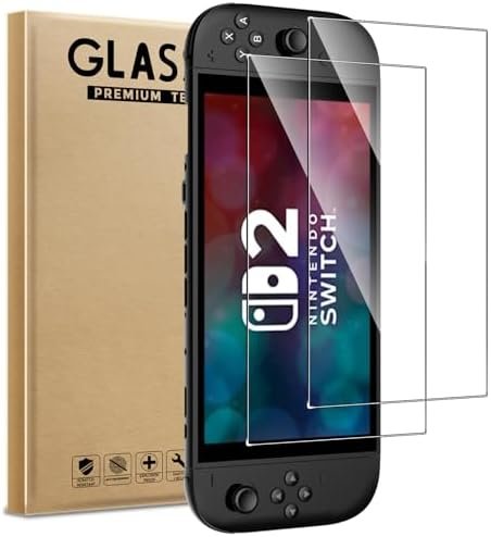 WFTE [Pack of 2 Tempered Glass for Nintendo Switch 2 Model 2025, 0.26 mm Screen Protector with 99% High Transparency, Anti-Fingerprint Protector with 9H Hardness Glass for Nintendo Switch 2