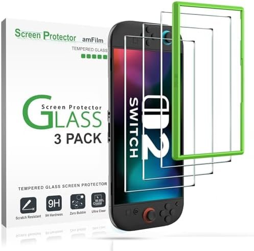 amFilm Tempered Glass Protection for Nintendo Switch 2 Model 2025 (3 Pieces), Screen Protector for Nintendo Switch 2
