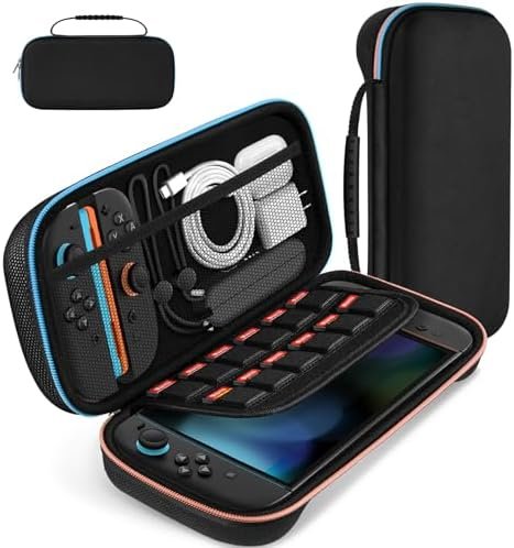 ivoler Case for Nintendo Switch Series, Hard Shell Anti-Shock Carry Case with Space, Black