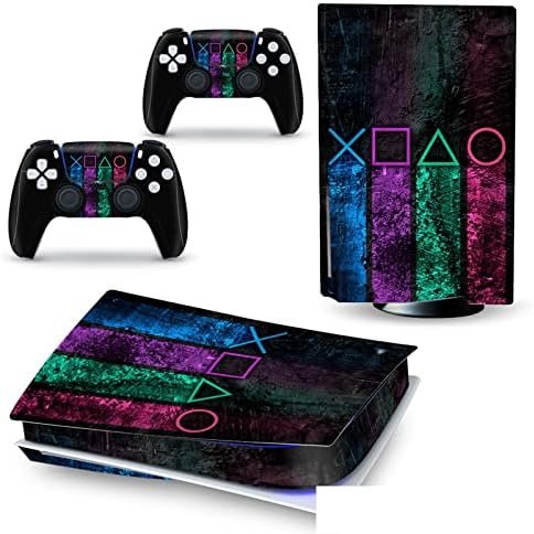 Skin Decal Console for PS 5 Edition Disc 2 Controllers Envelopes Cover Vinyl Version Disc for PS5 80392 Bubble-Free Foam Anti-Scratch