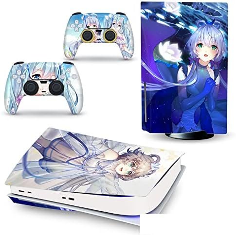 Peau Décalcomanie Console pour PS 5 Édition Disque 2 Contrôleurs Enveloppes Couverture Vinyle Version Disque pour PS5 29001 sans Bulles sans Mousse Anti-Rayures