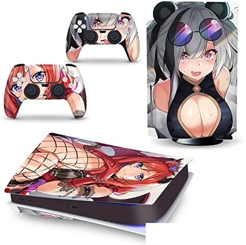 Peau Décalcomanie Console pour PS 5 Édition Disque 2 Contrôleurs Enveloppes Couverture Vinyle Version Disque pour PS5 38272 sans Bulles sans Mousse Anti-Rayures