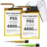 2 Pack LIP1708 Li-ion Battery Replacement for Sony Playstation 5 DualSense CFI-ZCT1W Controller 4800mAh Replacement for PS5 LIP1708 Battery with Tool Kit