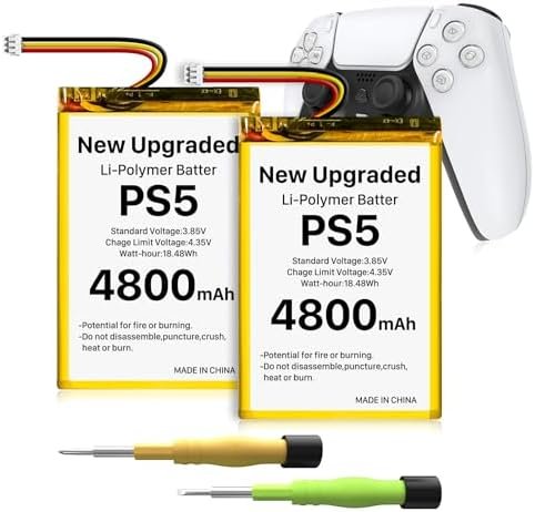 2 Pack LIP1708 Li-ion Battery Replacement for Sony Playstation 5 DualSense CFI-ZCT1W Controller 4800mAh Replacement for PS5 LIP1708 Battery with Tool Kit
