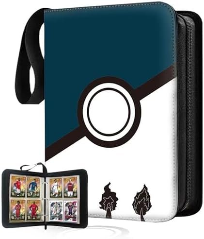 400 Card Binder, Blue Waterproof Collectible Album with 50 Pages (400 Pockets) PU Leather and Zipper Closure, Perfect for Pokemon, Magic and Bank Cards, Great Gift Idea