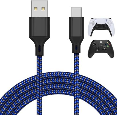 5M Charging Cable for PS5/ for Xbox Series X/S Controller/for Switch Pro Controller, Replacement USB Cable Nylon Braided Type-C Ports Accessories for Playstation 5/ for Xbox Series X, Blue