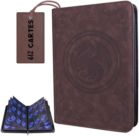 612 Pockets Collectible Card Binder - PU Leather Ring-Free Storage Album - Card Holder Compatible with Pokémon, TCG, MTG, Sport - Ideal for Collecting and Playing