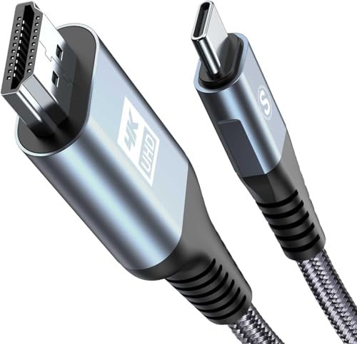 AviBrex 1M USB C HDMI Cable, USB Type C to HDMI 4K UHD Adapter (Thunderbolt 3/4 Compatible) for iPhone 15/16 Pro, for MacBook/iPad Pro/Air, Samsung Galaxy S25 S24 S23 to S8/Surface/XPS etc.