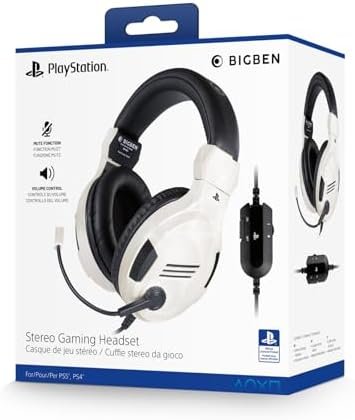 Casque Gaming Filaire stéréo, licencié Sony, pour PS4,PS5 (Blanc)