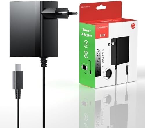 Charger for Switch/Switch Lite/Switch Dock/Switch OLED/Switch Pro Controller Supports TV Mode, 15V/2.6A Power Adapter Socket with 5FT Cable