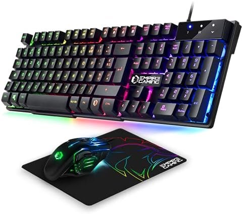 EMPIRE GAMING - MK800 Wired Pack - AZERTY Gaming Keyboard (French Layout) RGB 105 Keys 19 Keys Anti-Ghosting - 2400 DPI Gamer Mouse - Mouse Pad - PC PS4 PS5 Xbox One/Series Mac