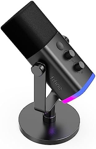 FIFINE USB XLR Gaming Dynamic Microphone for PC, RGB Streaming Microphone for Podcasting, Broadcasting, Voice Recording, for PS4/5 Mac PC Mixer Sound Cards