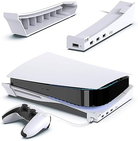 FYOUNG Horizontal Stand Compatible with PS5 Console Disc & Digital with Extended USB Port, Stand Base for PlayStation 5 Stand Accessories with Non-Slip Mads (Not for PS5 Slim/Pro)