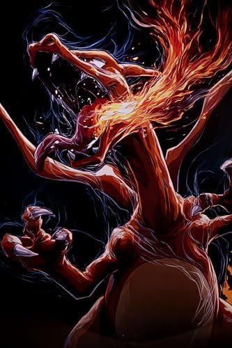 Fixart Pokemon Charizard Metallic Poster, 30 cm x 42 cm, with Wall Magnet Included