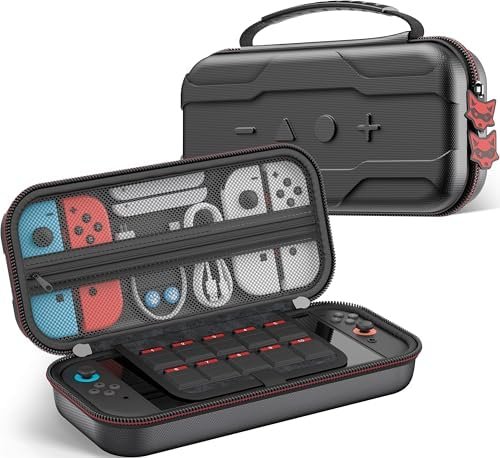 HELLCOOL Switch 2 – Étui pour Nintendo Switch 2025/Switch/OLED – Étui de transport étanche avec rembourrage en EVA résistant aux chocs, 10 emplacements pour cartes de jeu et pochette de rangement pour