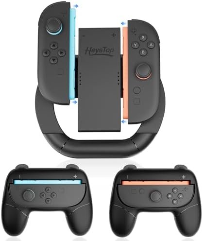 HEYSTOP Joycon Grip for Nintendo Switch 2, Game Controller Accessories Joy-Con Protector Set, Ideal for Two Player Racing Games Compatible with Nintendo Switch 2 Controller