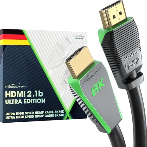 KabelDirekt 8K HDMI 2.1 Cable, Gamer Certified Edition - 3m (8K@60Hz, Ultra High Speed/48G for 10K, 8K or 144Hz Ultra Fast in 4K, Optimal for PS5/Xbox and Gaming PC, Monitor/TV, Grey)