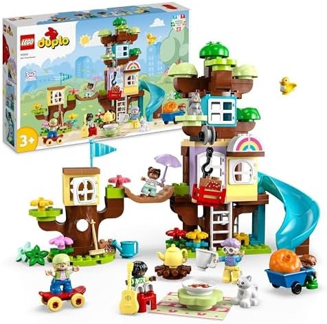 LEGO 10993 Duplo The Tree House 3-in-1, Educational Toy for Children from 3 Years, Girls and Boys, with 4 Animal Figurines, Bricks and Slide