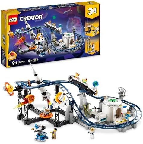 LEGO 31142 Creator Space Rollercoaster with Free Fall Tower, Carousel Model, Space Rocket Construction Toy, Planets and Bricks